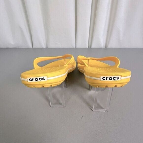 CROCS MENS YELLOW FLIP FLOPS SIZE 11 - Picture 6 of 7